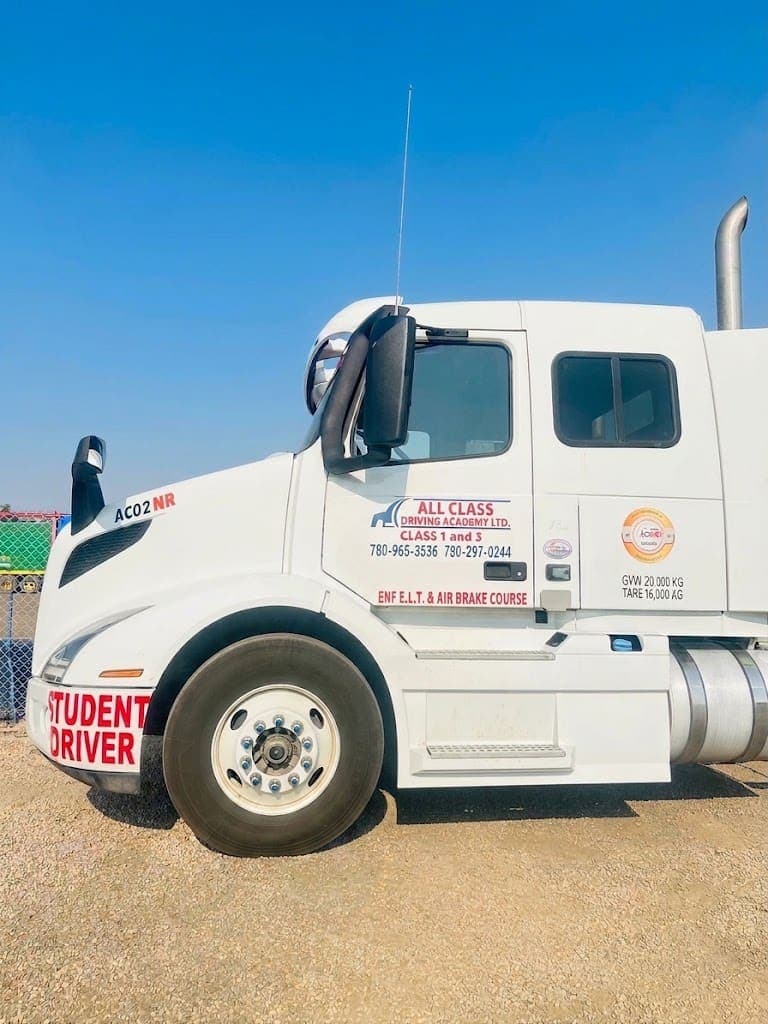 All Class Driving Academy student driver truck cab, side profile